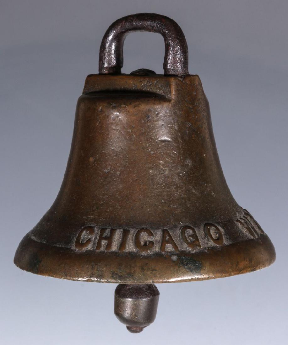 LATE 19TH C BRONZE BELL MARKED CHICAGO WEST DIV RY (1 of 6)