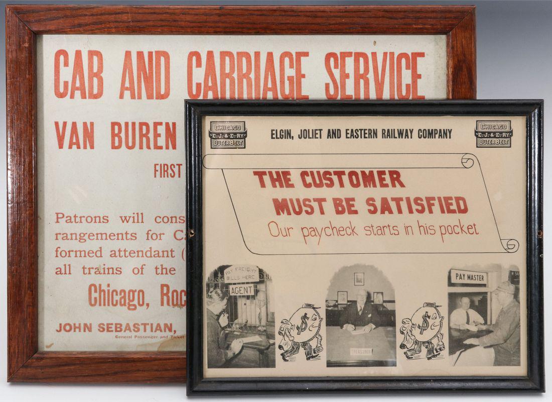 TWO GOOD PAPER ADVERTISING SIGNS FOR CHICAGO RR'S (1 of 8)