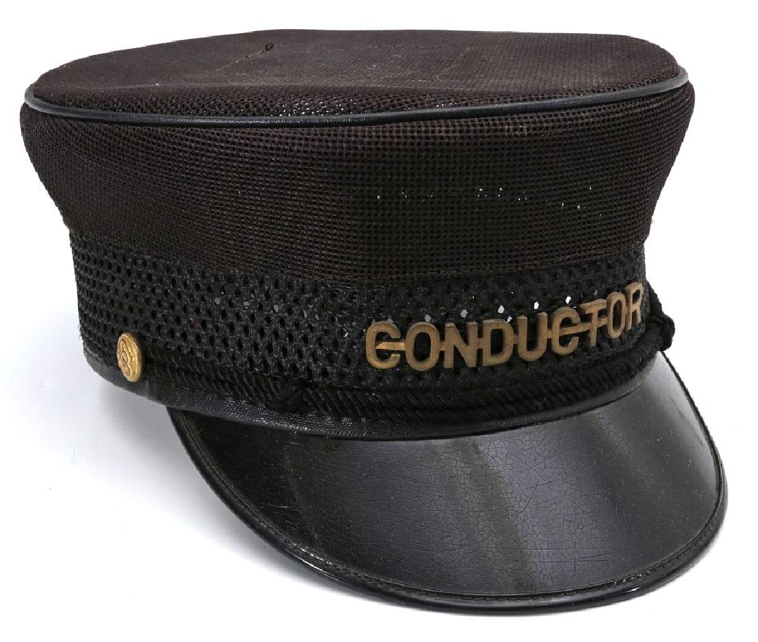 A SOUTHERN PACIFIC VISOR CAP WITH CONDUCTOR BADGE (1 of 12)