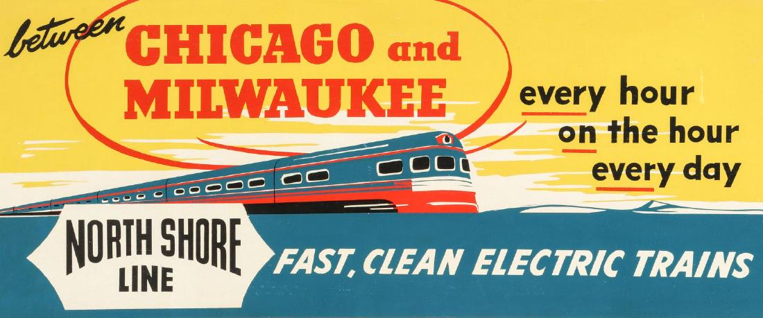 NORTH SHORE LINE RAILROAD SERIGRAPH POSTER C. 1940 (1 of 6)