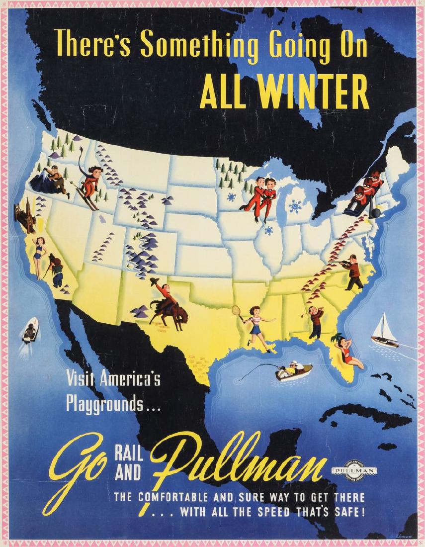 A 'GO PULLMAN' RAILROAD ADVERTISING POSTER C. 1950 (1 of 13)
