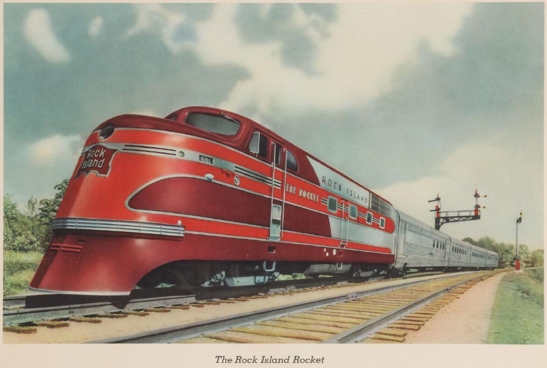 A MID 20TH CENT ROCK ISLAND ROCKET ADVTG PRINT (1 of 7)