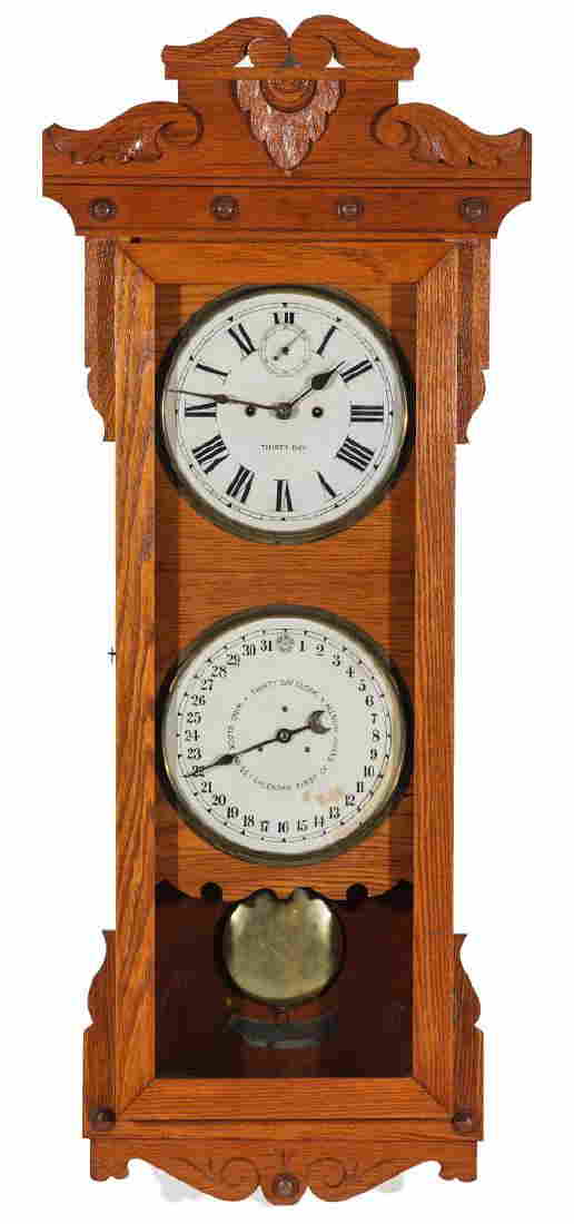 A NEW HAVEN DOUBLEDIAL HANGING CALENDAR CLOCK Nov 03, 2018 Soulis