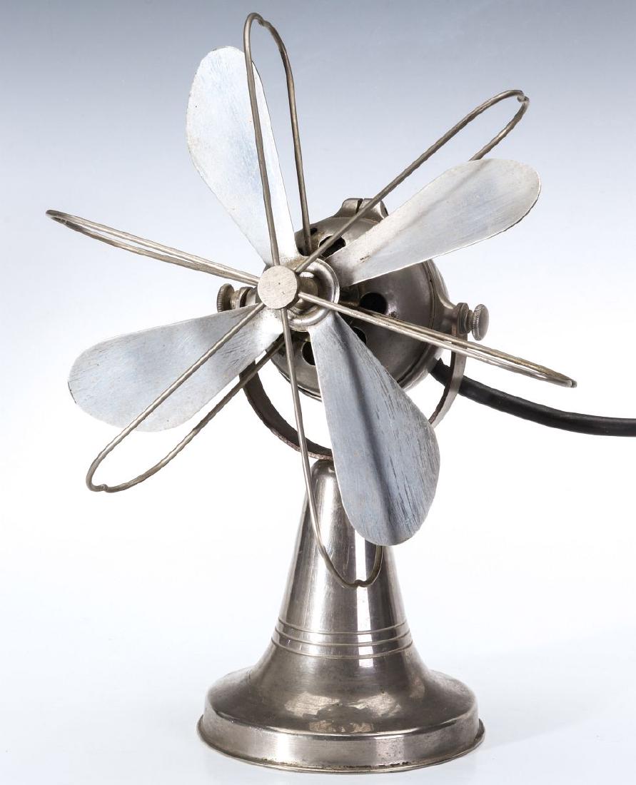 AN UNUSUAL MACHINE AGE NICKEL PLATED TABLE FAN (1 of 11)