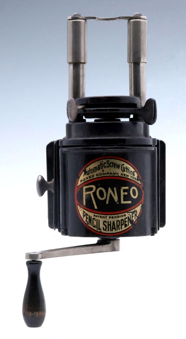 A RONEO CAST IRON PENCIL SHARPENER DATED 1913 (1 of 10)