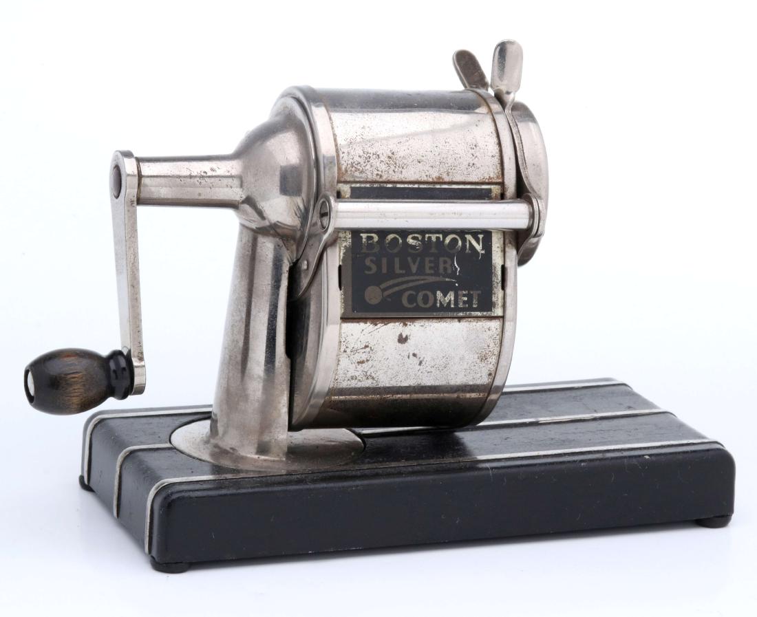 A BOSTON SILVER COMET MOUNTED PENCIL SHARPENER (1 of 9)