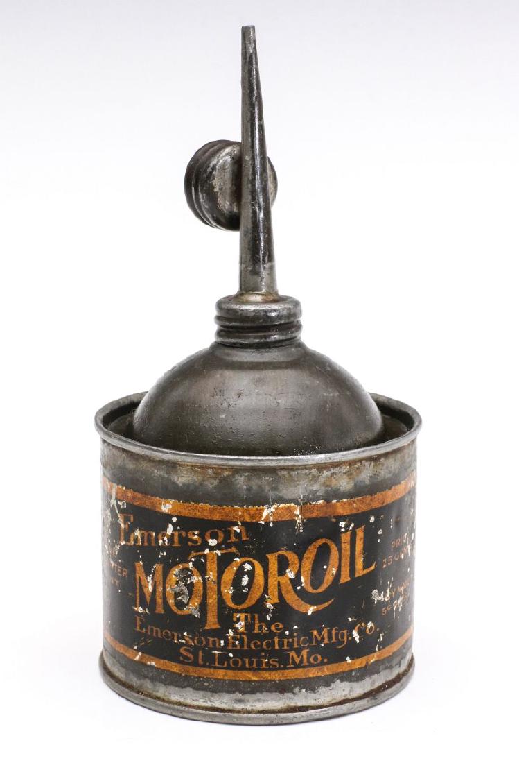AN EMERSON 'MOTOR OIL' DISPENSING TIN CIRCA 1920 (1 of 8)