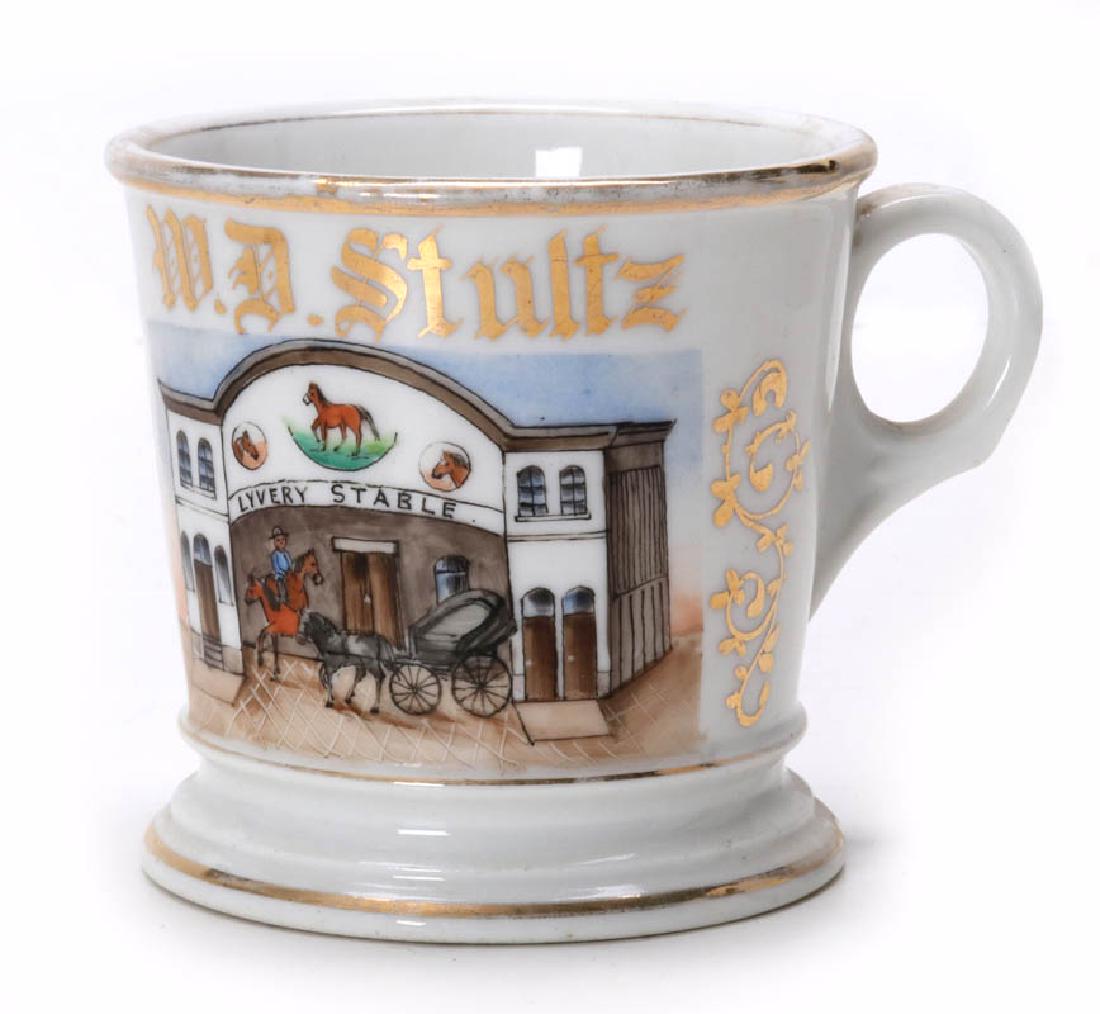 A LIVERY STABLE OCCUPATIONAL SHAVING MUG C. 1900 (1 of 11)