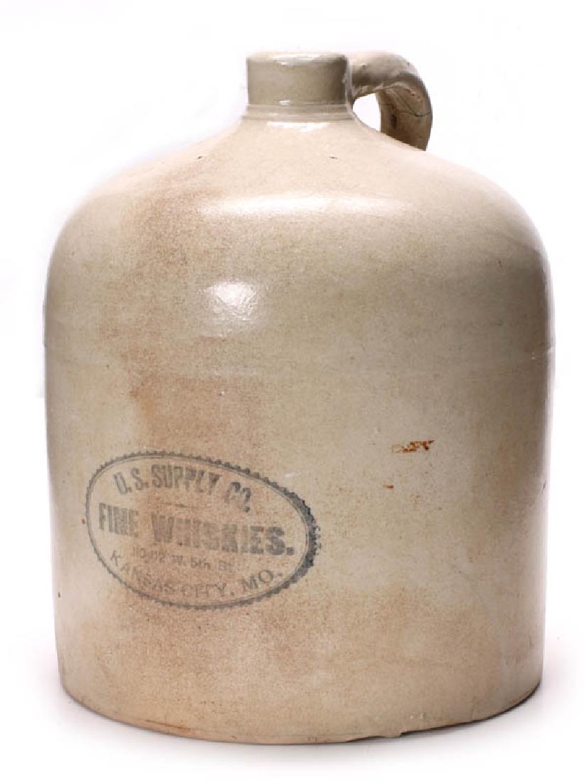 MACOMB POTTERY STONEWARE 'WHISKIES' JUG (1 of 14)