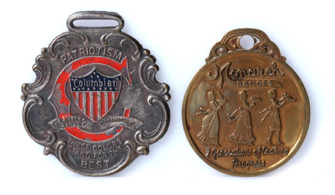 LATE 19th C. RANGE & STOVE COMPANY ADVTG FOBS (1 of 6)