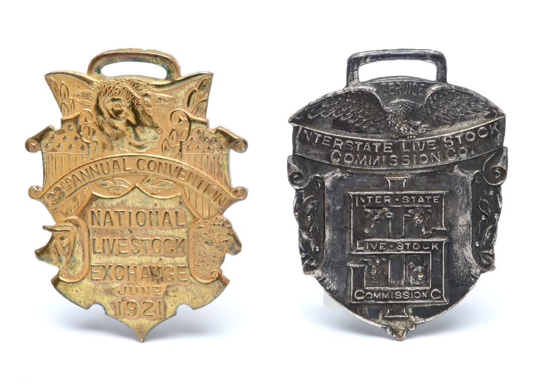 LIVE STOCK RELATED ADVERTISING WATCH FOBS C. 1920 (1 of 12)
