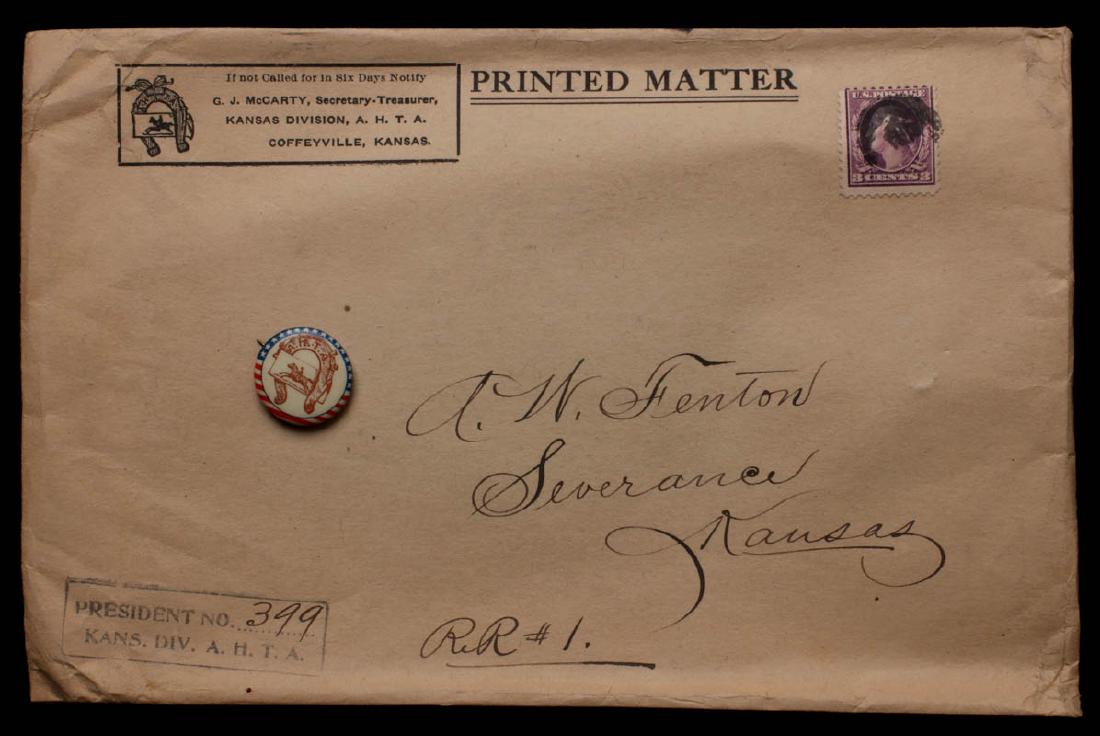 ANTI-HORSE THIEF ASSOC. ENVELOPE & PIN-BACK BUTTON (1 of 9)