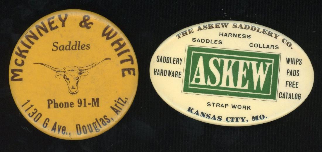 TWO SADDLERY CO. CELLULOID ADVERTISING WHETSTONES (1 of 2)