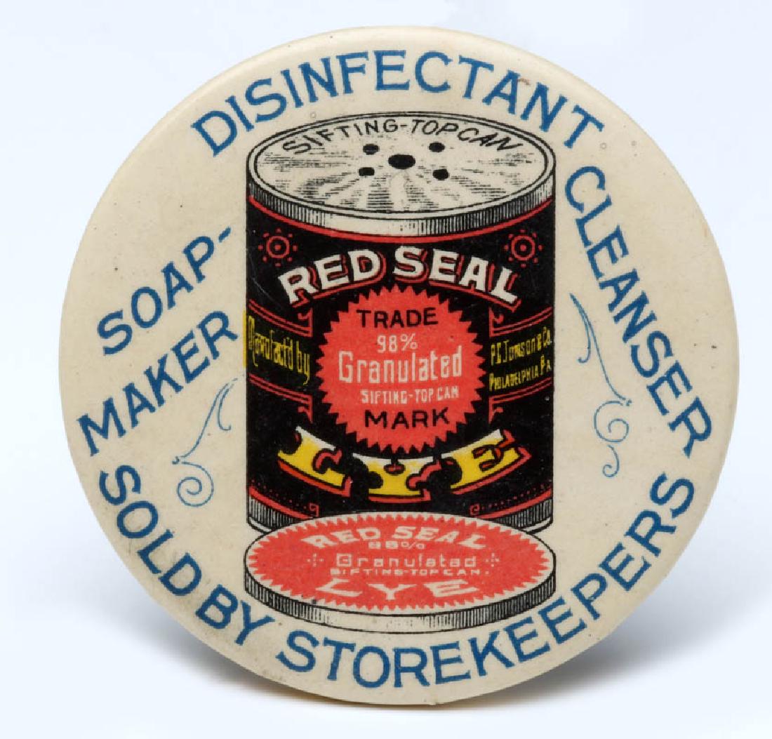 A RED SEAL LYE CELLULOID ADVERTISING MIRROR (1 of 9)