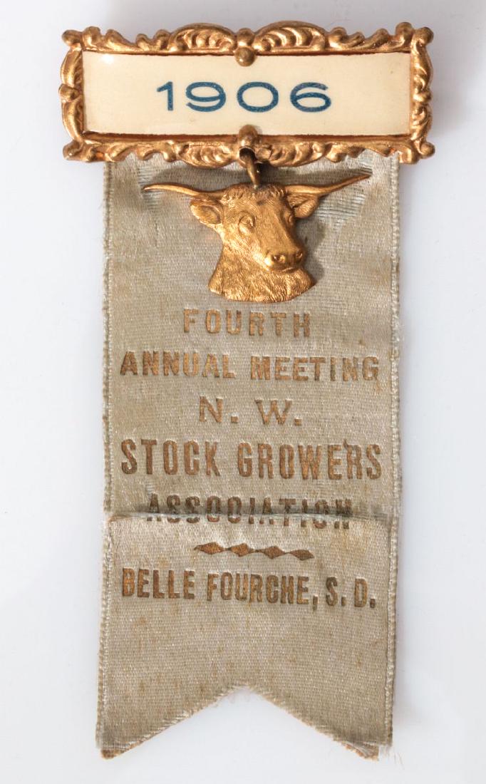 A N.W. STOCK GROWERS ASSN. RIBBON BADGE 1906 (1 of 9)