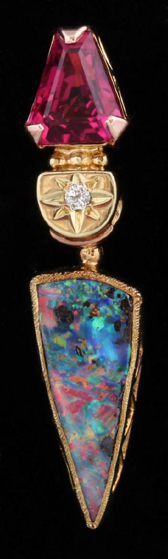 A 14K PENDANT, FINE BLACK OPAL SIGNED MICKY ROOF (1 of 5)