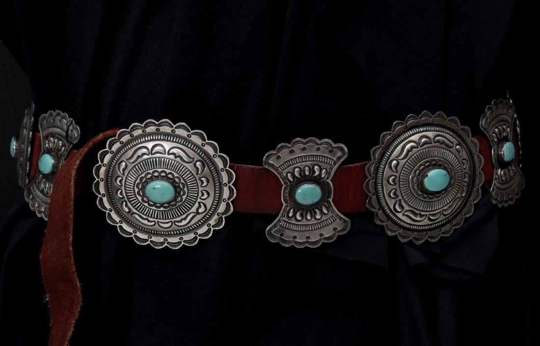 A KIRK SMITH STERLING/TURQUOISE NAVAJO CONCHO BELT (1 of 14)