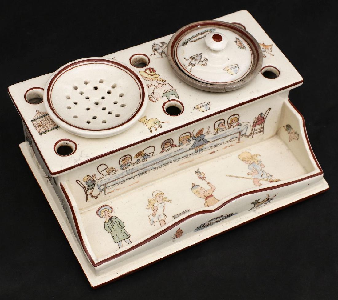 SARREGUEMINES INK STAND WITH GREENAWAY KIDS C 1875 (1 of 12)