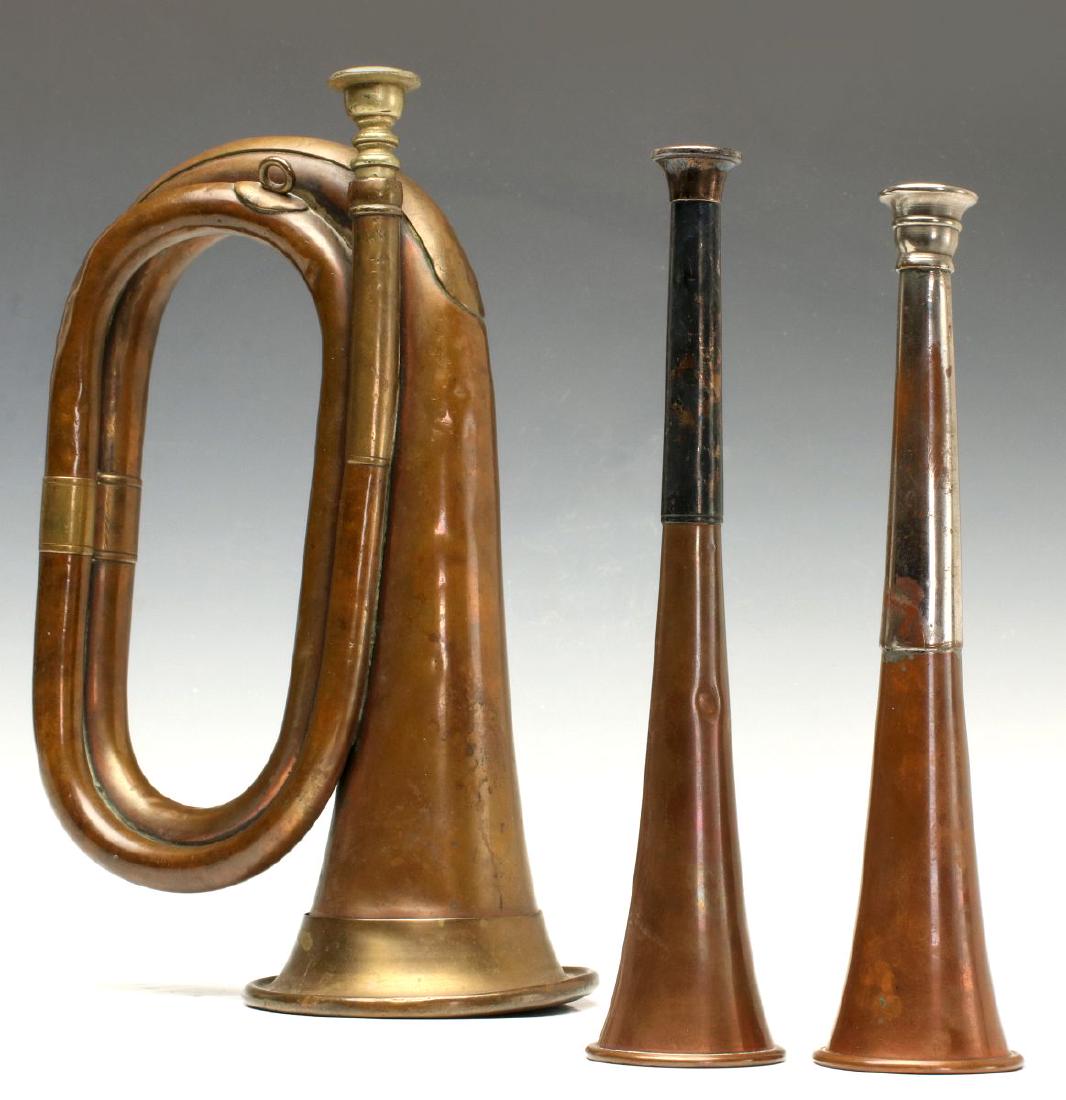 19TH CENTURY COPPER HUNTING HORNS AND BUGLE (1 of 12)
