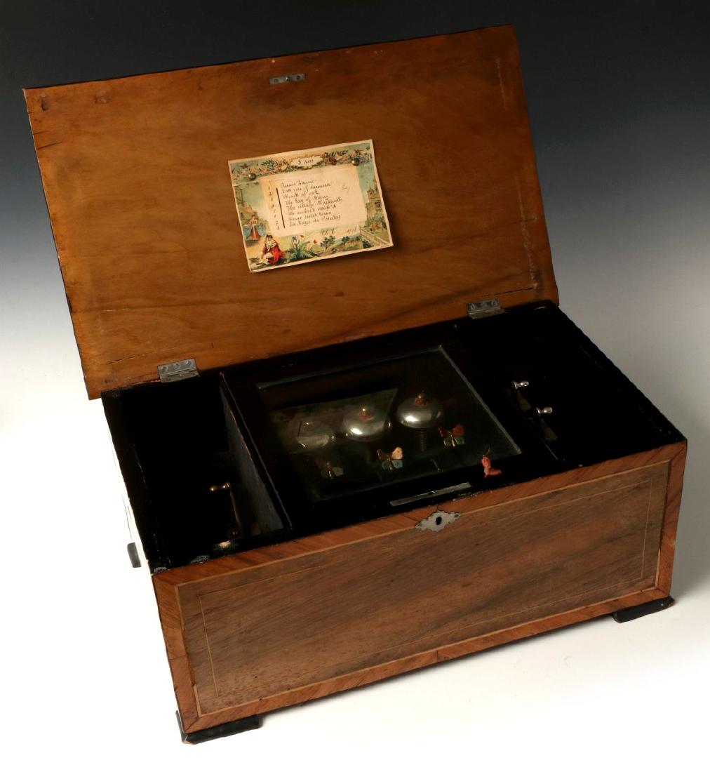 AN ANTIQUE SWISS CYLINDER MUSIC BOX WITH BELLS (1 of 20)