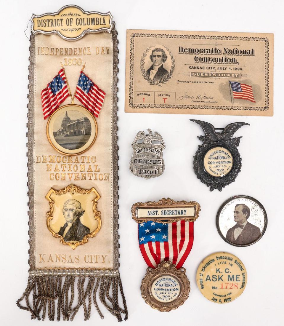 1900 KANSAS CITY DEMOCRATIC CONVENTION RIBBONS ETC (1 of 15)