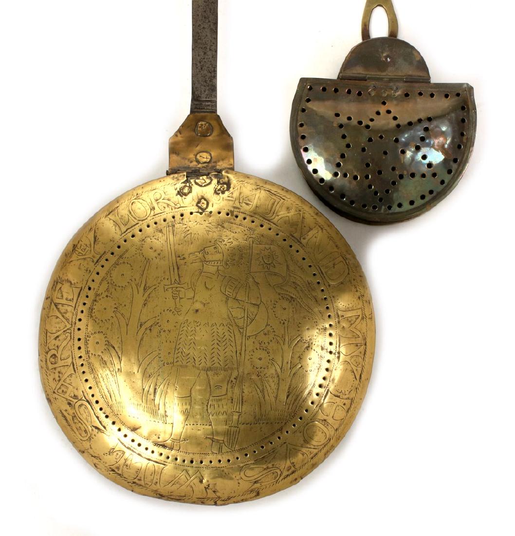 EARLY BRASS BED WARMER & LATER CHESTNUT ROASTER (1 of 15)