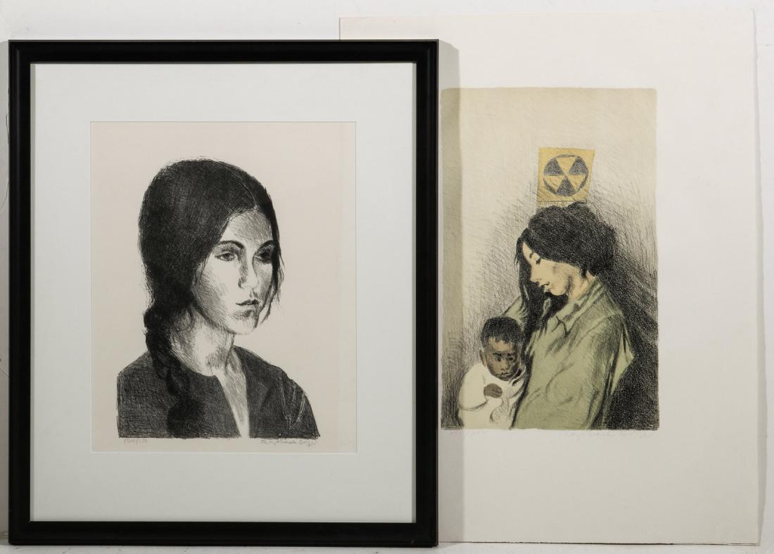 RAPHAEL SOYER (1899-1987) PENCIL SIGNED LITHOS: Raphael Soyer (1899-1987) Color lithograph titled 'Mother and Child,' edition VII/XXV lower left, signed lower right; plus portrait of a woman, edition 124/150 lower left, signed lower right. Portrait