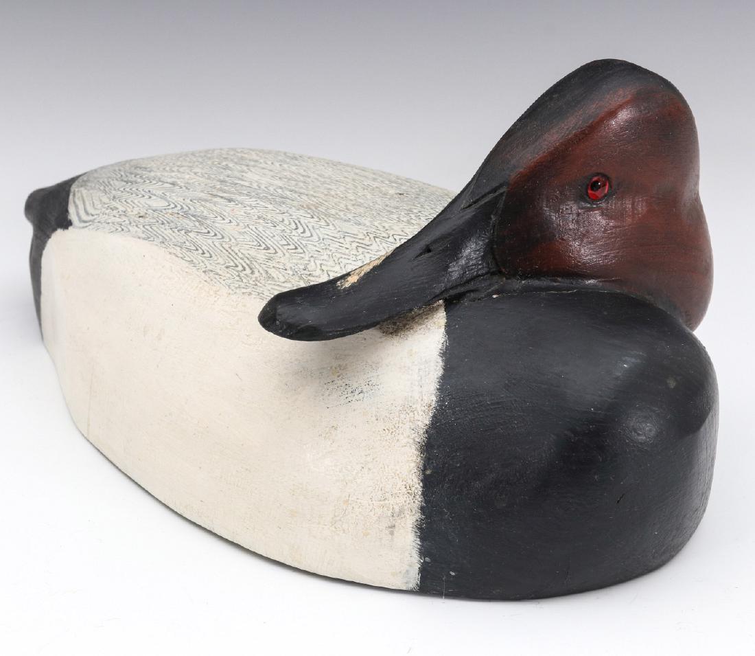 A RESTING CANVASBACK DRAKE WOOD DECOY (1 of 8)