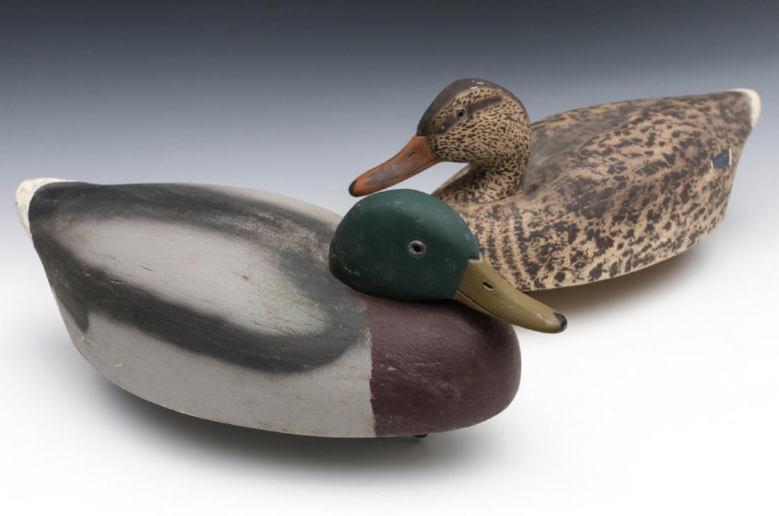 A MALLARD HEN AND DRAKE WOODEN DECOY PAIR (1 of 9)