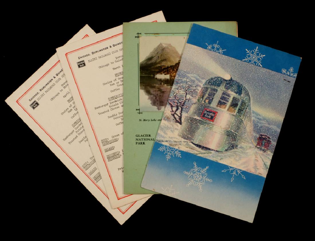 FOUR BURLINGTON ROUTE RAILROAD DINING CAR MENUS (1 of 7)
