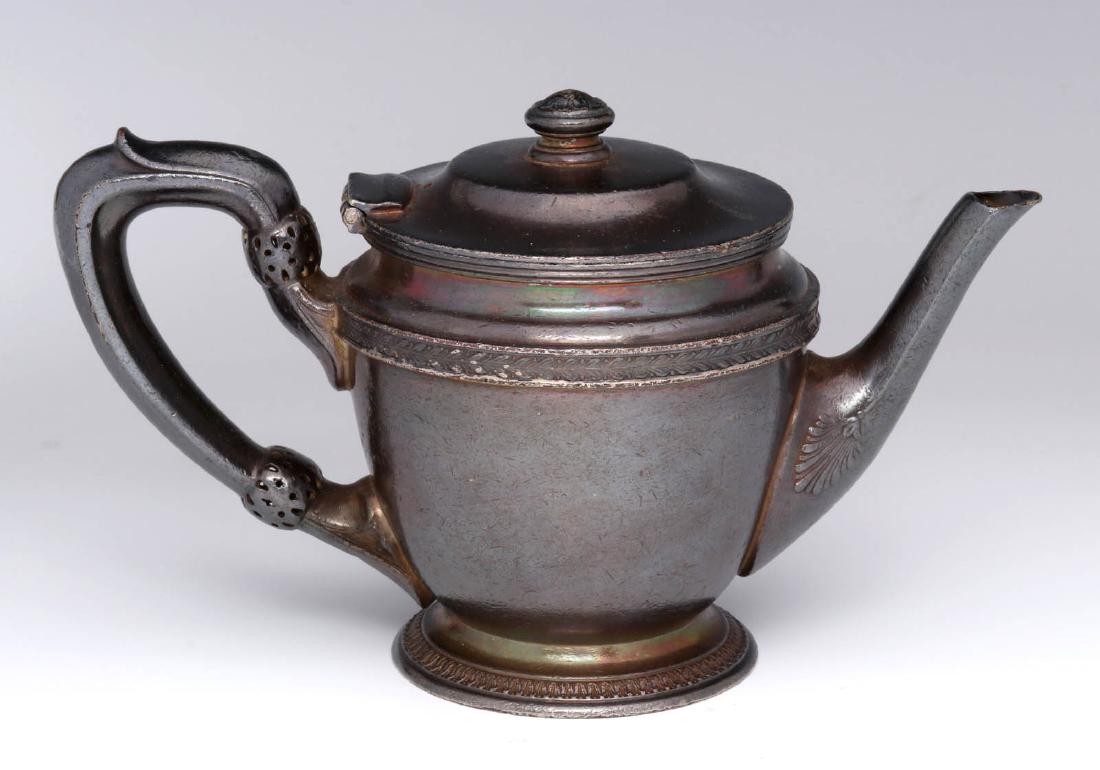 A NEW YORK, NEW HAVEN & HARTFORD RR TEAPOT: 10 oz teapot, signed Reed and Barton and N.Y.N.H. & H., series 0211H, 1926. Measures 4 x 7 x 3.5 inches. We happily provide seamless in-house packing and shipping services on nearly everything we sell