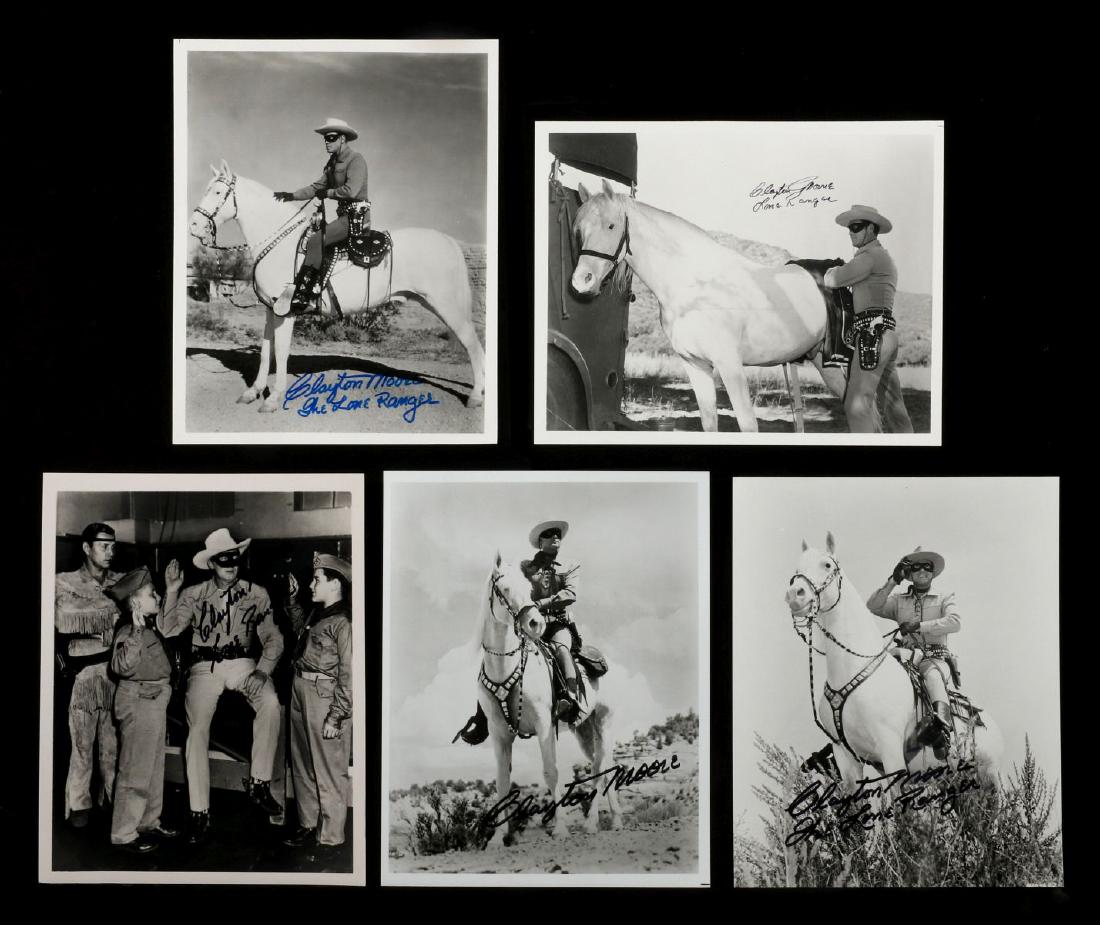 FIVE CLAYTON MOORE SIGNED LONE RANGER PHOTOGRAPHS (1 of 14)