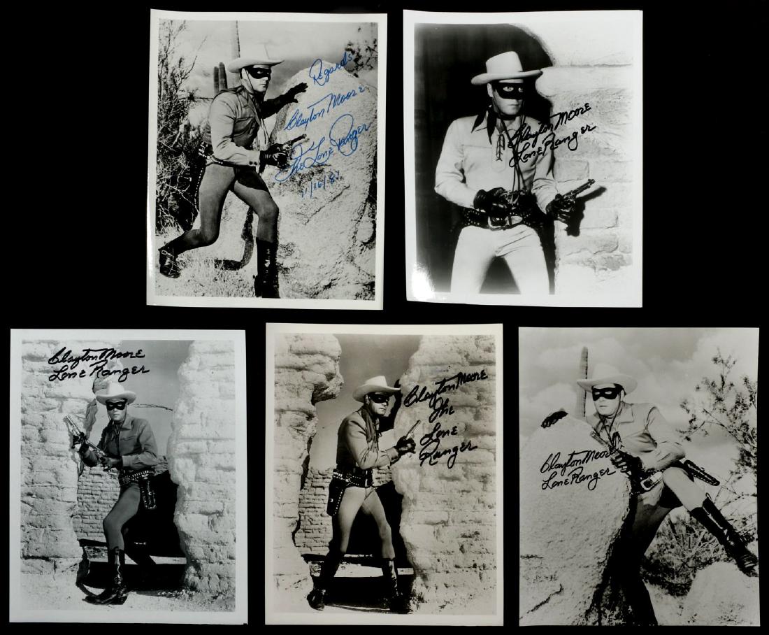 FIVE CLAYTON MOORE SIGNED LONE RANGER PHOTOGRAPHS (1 of 14)