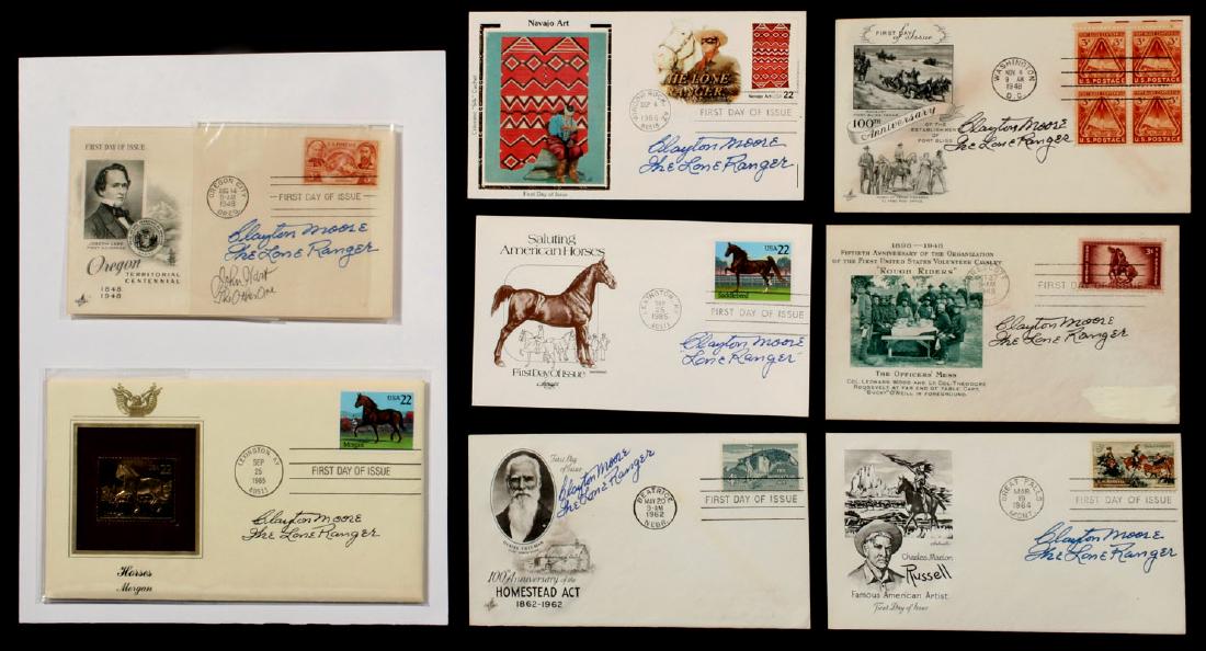 LOT OF CLAYTON MOORE SIGNED FIRST DAY ENVELOPES (1 of 11)