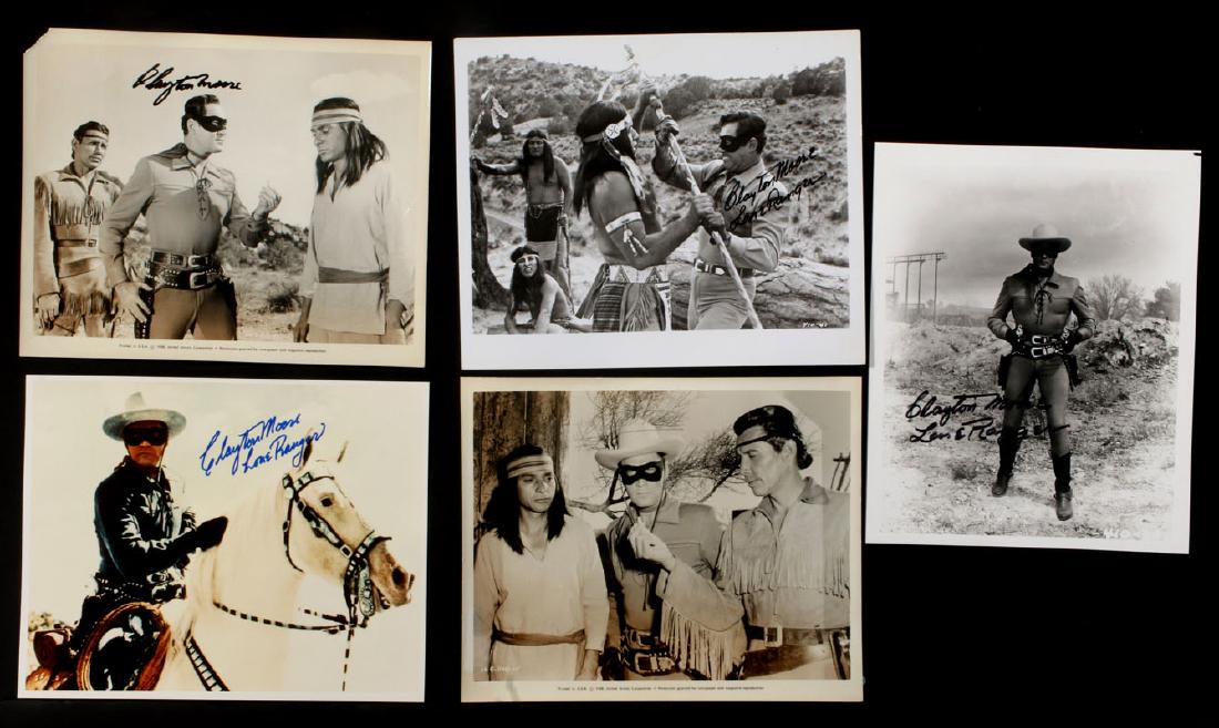 FIVE CLAYTON MOORE SIGNED LONE RANGER PHOTOGRAPHS (1 of 13)
