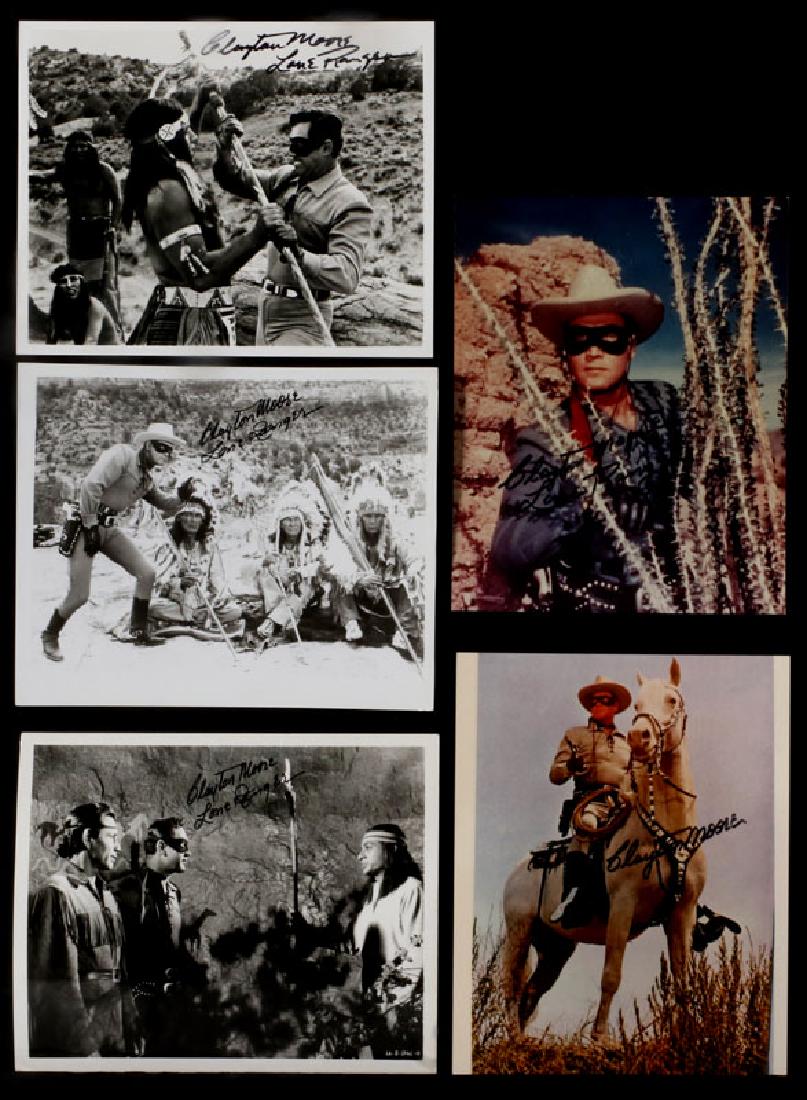 FIVE CLAYTON MOORE SIGNED LONE RANGER PHOTOGRAPHS (1 of 14)
