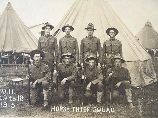 1915 MOUNTED PHOTO OF SOLDIERS: HORSE THEIF SQUAD
