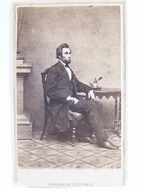 CDV OF ABRAHAM LINCOLN SEATED BY ANTHONY FROM BRADY