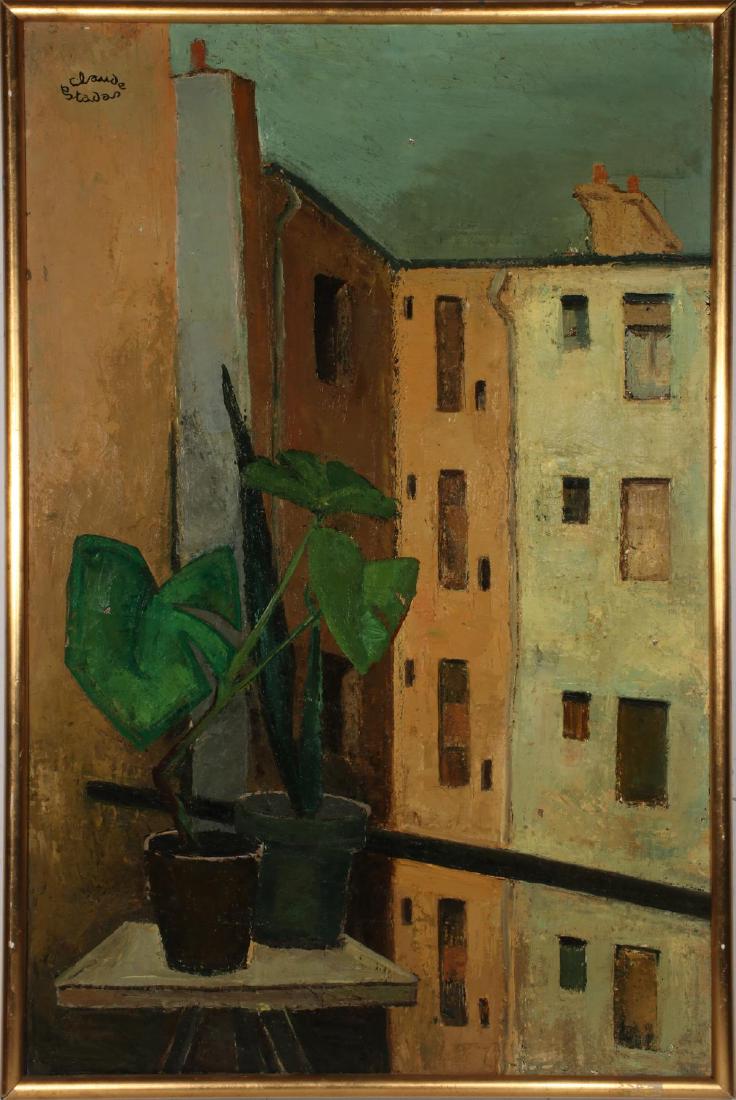 A FRENCH MODERNIST OIL SIGNED 'CLAUDE ESTADAS': Claude Estadas De Ripouilh Montparnasse, Fenetres sur cour (Montparnasse, Windows on the courtyard) Second quarter of the 20th century. Titled verso 'Montparnasse, Fenetres sur cour,' signed upper lef