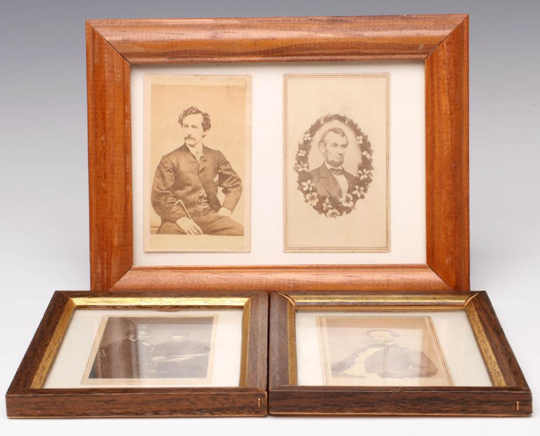 AMERICAN CIVIL WAR THEME CARTE DE VISTA IMAGES: A Matthew Brady Carte de visite portrait of John Wilkes Booth, Abraham Lincoln memorial images, an image of George T. Sherman. Cards measure 4 x 2.5 inches. We happily provide seamless in-house packin