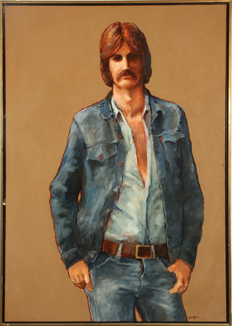 A LATE 20TH C OIL ON CANVAS PORTRAIT SIGNED WATSON: P.A. Watson Signed lower right. Measures 36 x 25.75, frame is 37 x 27 inches. We happily provide seamless in-house packing and shipping services on nearly everything we sell.