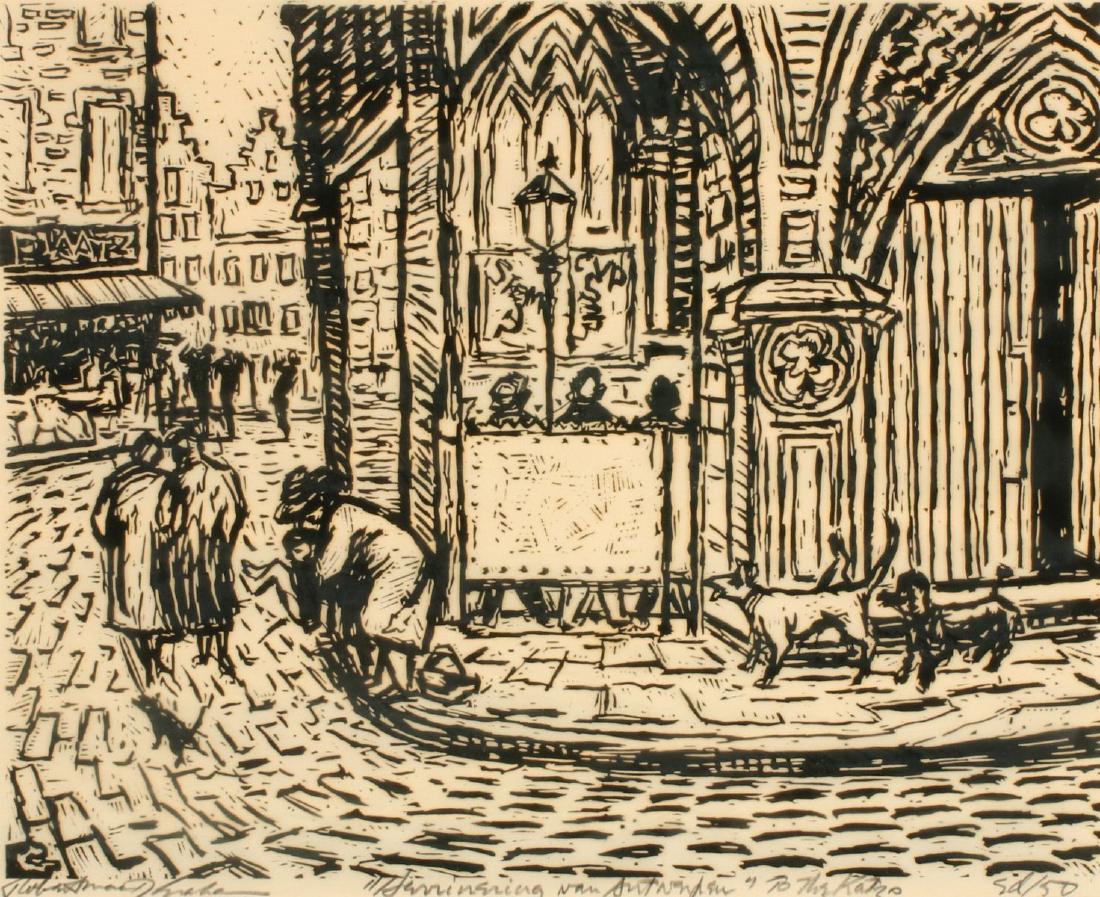 ROBERT MacDONALD GRAHAM (1919-2003) BLOCK PRINT: Robert MacDonald Graham Jr. (1919-2003) The pencil signed block print, signed lower left, indecipherable title lower center, dedication 'To the Katze' lower center, edition SD/50 lower right. Image si