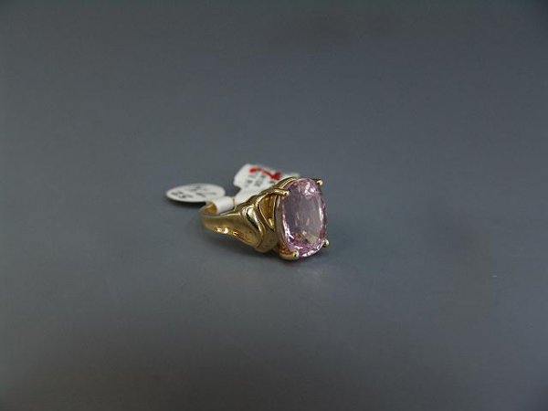 LADIES 10K ESTATE RING W/ VIOLET PINK OVAL KUNZITE - 4