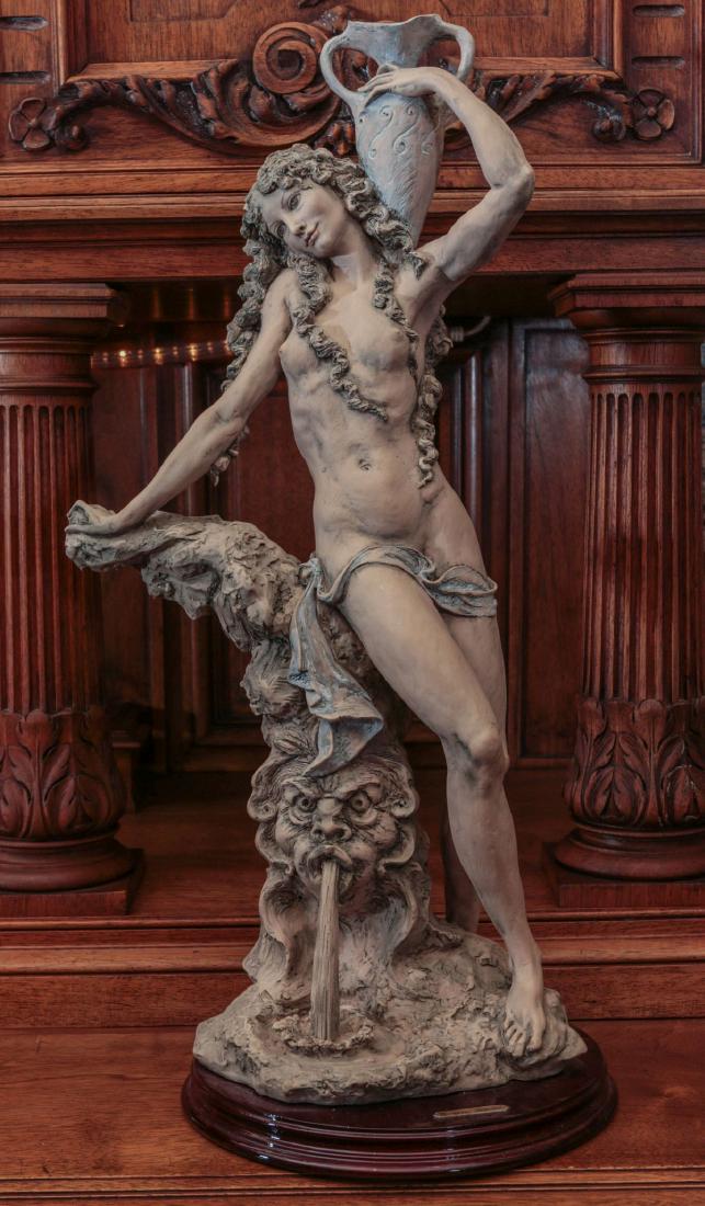 A GIUSEPPE ARMANI 'SPRING WATER' PORCELAIN FIGURE: Signed near the base, numbered edition 433/1500 dated 1993. Measures 19.5 x 9.25 x 7.5 inches. For this auction only, any lot requiring shipping will be subject to a $40 handling fee in addition to no