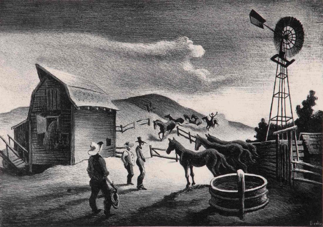 THOMAS HART BENTON (1889-1975) PENCIL SIGNED LITHO (1 of 8)