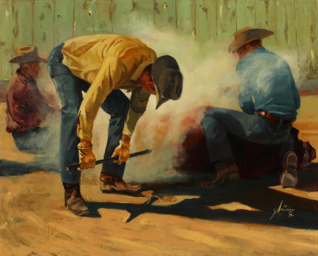 GORDON SNIDOW (BORN 1936) WESTERN OIL ON CANVAS (1 of 9)