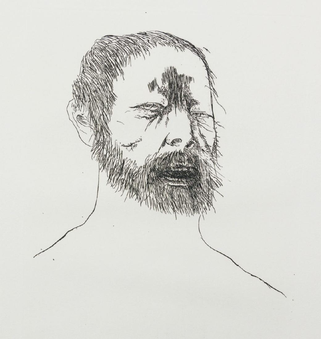 LEONARD BASKIN (1922-2000) PENCIL SIGNED ETCHING: Leonard Baskin (1922-2000) Theseus 1964 Edition 31/90 lower left, signed lower right. Image size 7 x 7, the sheet measures 19 x 12.5 inches. Provenance: The Evonne K. English Conservatorship Art Colle