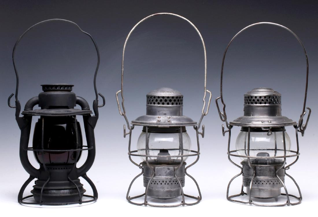THREE RAILROAD LANTERNS: BR, UP, AND P&LE RR (1 of 12)