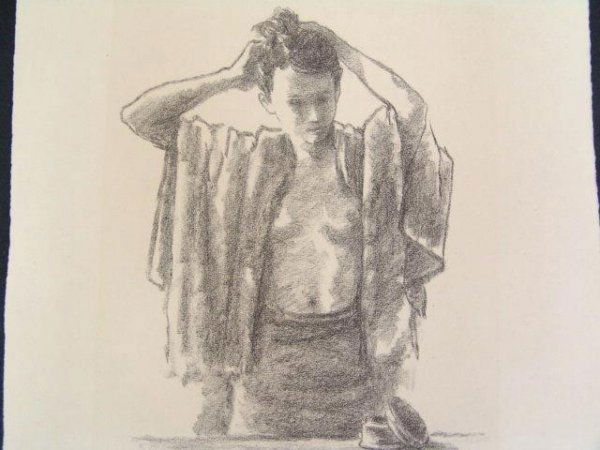SIGNED LITHOGRAPH BY ALEXANDER BROOK (1898 -- 198: Titled " Morning", pencil signed lower right, with the original AAA label and mount, for team 0.75 x 10.75 inches overall, very good
