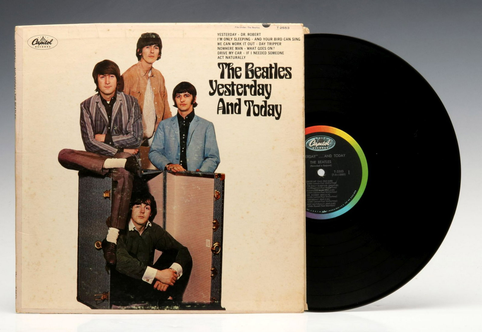 A BEATLES 'YESTERDAY AND TODAY' SECOND STATE BUTCHER: The Capitol Records, T-2553 Mono LP, 1966, RIAA No. 4, rainbow label. Measures 12 inches. Provenance: The 45-year collection of Michael and Donna Hayes, West Plains, Missouri. We happily provide seaml